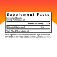 Seeking Health Lithium Orotate capsules on white background for memory focus
