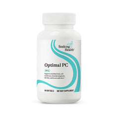 Seeking Health Optimal PC bottle label highlights choline for brain and liver support.
