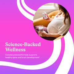 Label detail on Seeking Health Prenatal Essentials chewables showing folate and B12 content.