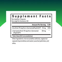 Seeking Health Zinc Carnosine capsules ready for routine immune and gut care.