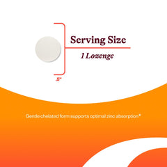 Seeking Health zinc lozenge on tongue showing easy-dissolve format.