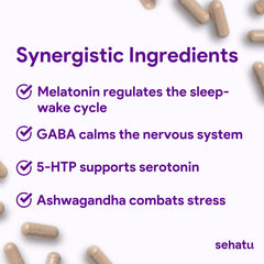 SEHATU Sleep Plus capsules on a clean surface for bedtime use.