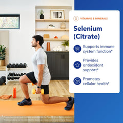 Selenium Citrate supplement label close-up highlighting antioxidant support.