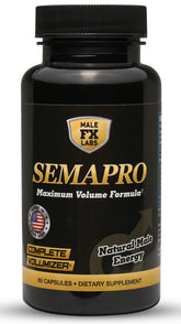 Semapro extreme semen volume bottle on display suggesting volume support.