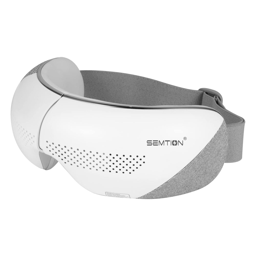 SEMTION Eye Massager with Heat, front view showing relaxed expression during use