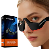 SENHI under-eye red-light therapy glasses focusing light to reduce puffiness.