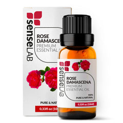 SenseLAB Rose Damascena oil bottle showcases pure rose aroma for diffusers.