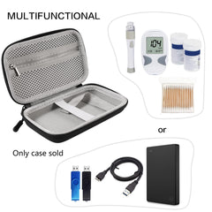 Seqoiyia case interior pockets organize test strips and lancets securely.