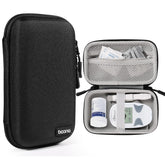 Seqoiyia diabetic travel case in black keeps your glucose monitor protected on the go.