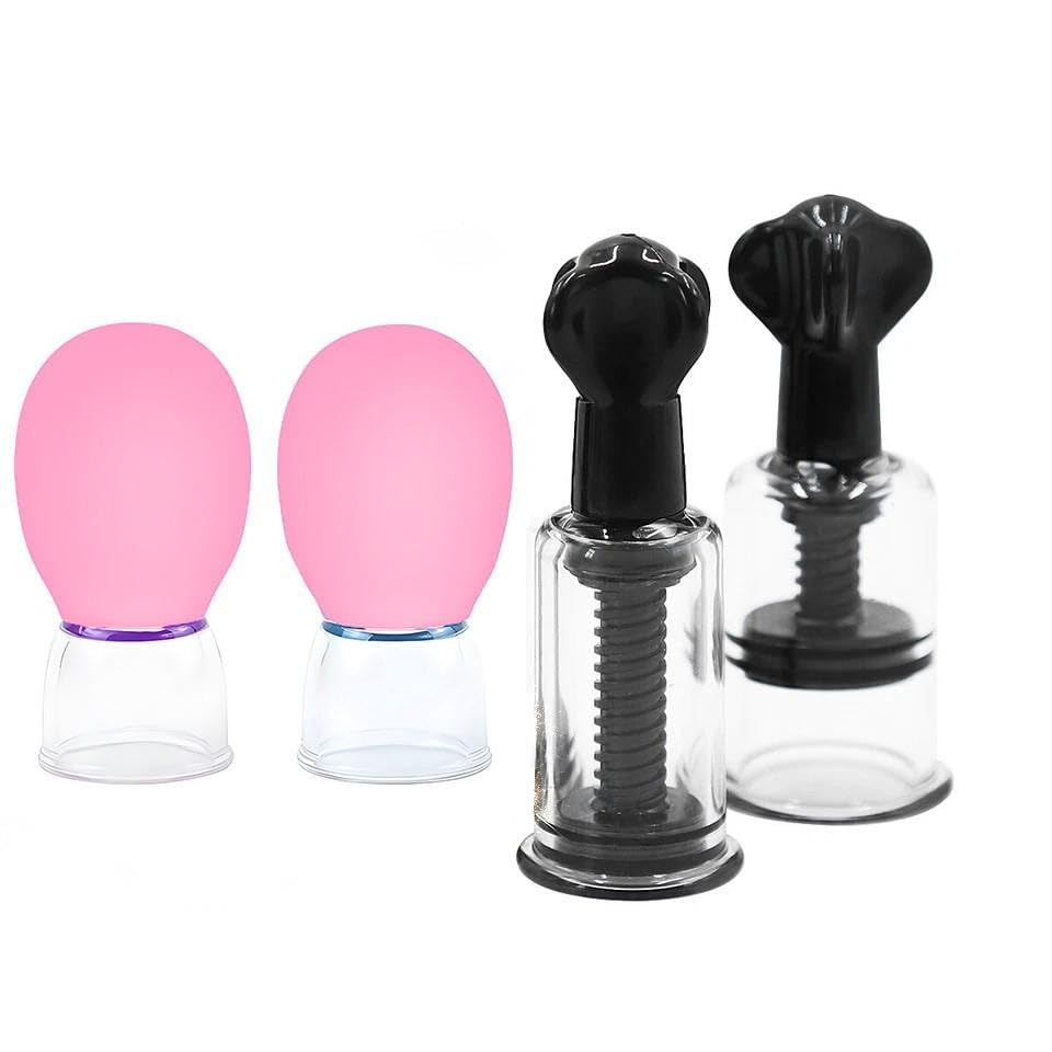 Serafine 4Pcs body vacuum suction cups set in pink and black for at-home cupping sessions