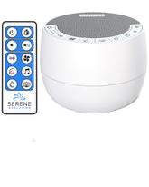 Serene Evolution white noise machine with remote control for easy room-wide adjustments