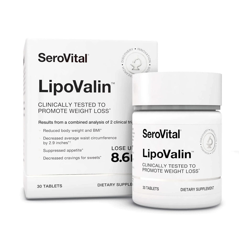 Serovital LipoValin bottle front view showing daily weight management support