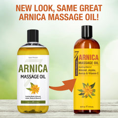 Seven Minerals Arnica oil pours from bottle highlighting its smooth texture