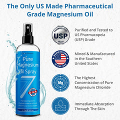 Hands apply Seven Minerals magnesium oil to feet for post-workout relief.
