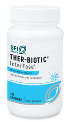 SFI Health Klaire InterFase bottle with capsules supporting digestive balance.