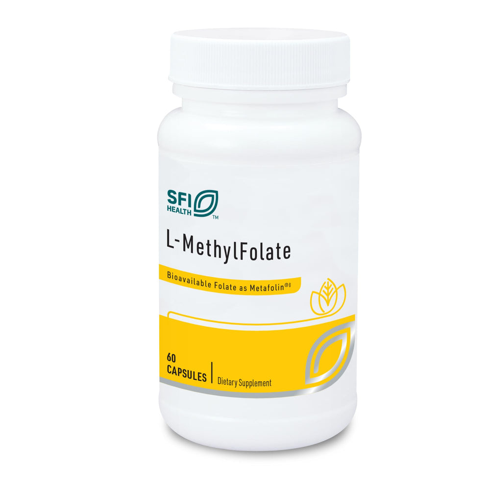 SFI Health L-Methylfolate capsules bottle for highly bioavailable folate support.