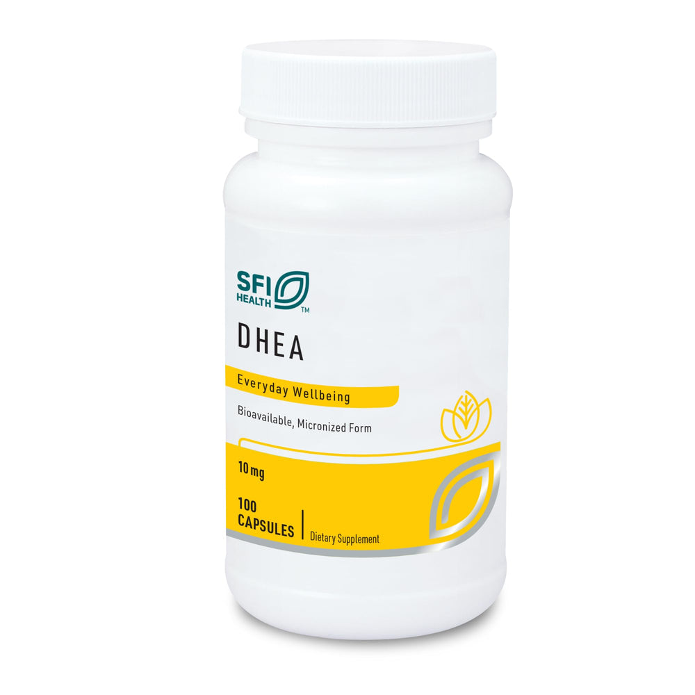SFI Health Klaire Labs DHEA 10 mg bottle for potential daily wellness support.
