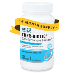 SFI Health Klaire Labs Saccharomyces boulardii probiotic bottle for daily digestive support
