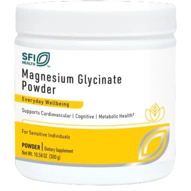 SFI Health Klaire magnesium bisglycinate powder bottle showing high absorption label
