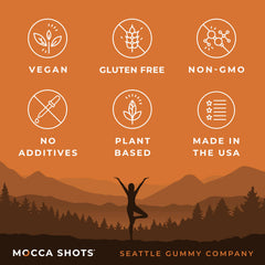 SGC Mocca Shots gummy texture close-up with rich flavor for a quick energy lift.