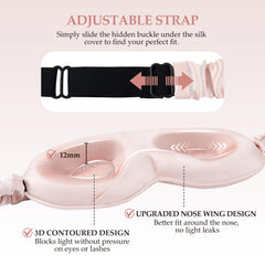 SGMSILK sleep mask adjustable silk strap for a secure fit