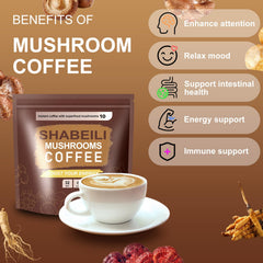 SHABEILI mushroom coffee jar on shelf, suggesting a simple daily ritual.