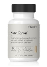 Shaklee NutriFeron bottle close-up highlighting zinc-enriched formula for daily immune support