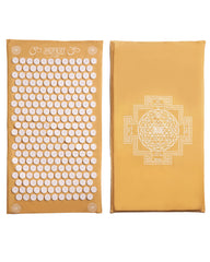 ShaktiMat Classic acupressure mat yellow setup showing initial user experience and comfort potential