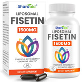 Sharoaid liposomal fisetin bottle front showing 1500mg potency for strong support