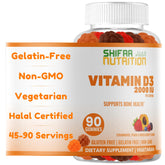 SHIFAA NUTRITION Vitamin D3 gummies with fruit flavor support bone health for families.