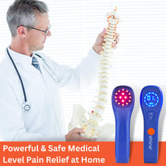 SHINE Relief during a therapy session for targeted light treatment.