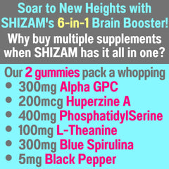 SHIZAM Alpha GPC Huperzine A blend label for memory and attention