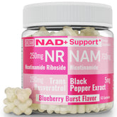 SHIZAM NR NAM Resveratrol gummies in blue packaging for daily support.