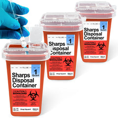 Shop Square sharps container for home-use disposal of syringes and needles