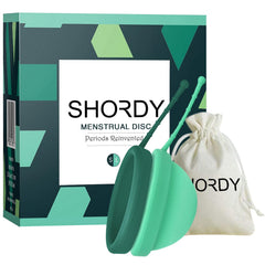 SHORDY disco menstrual set empacado, opción sostenible para tu rutina.