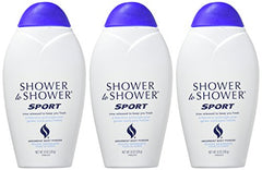 Shower To Shower Sport Powder 3-pack display emphasizes daily-use value