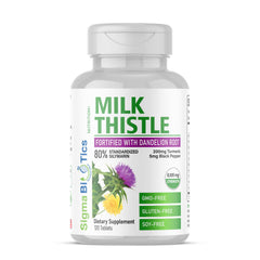 SigmaBiotics Milk Thistle bottle front showing liver support potential.