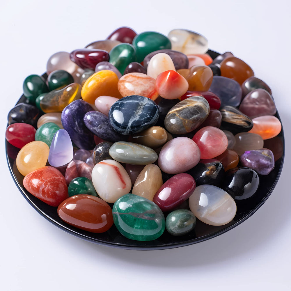SigMntun 72-piece polished crystal set—assorted tumbled stones for meditation and energy work.