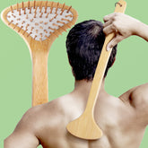 SIHASO bamboo back scratcher with arc handle for easy reach.