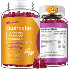 Sijigood Quercetin Gummies bottle front for family immune support in a tasty berry chew.