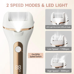 SilkGlow LED-lit foot file improves visibility of dry skin