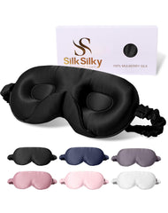 SilkSilky sleep mask made from 100% mulberry silk for soft, breathable comfort.
