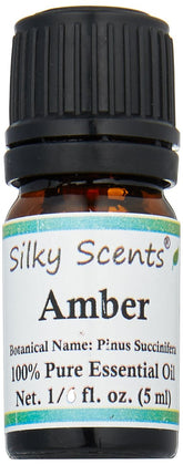 Silky Amber Essential Oil bottle showing purity and versatility for diffusers and blends