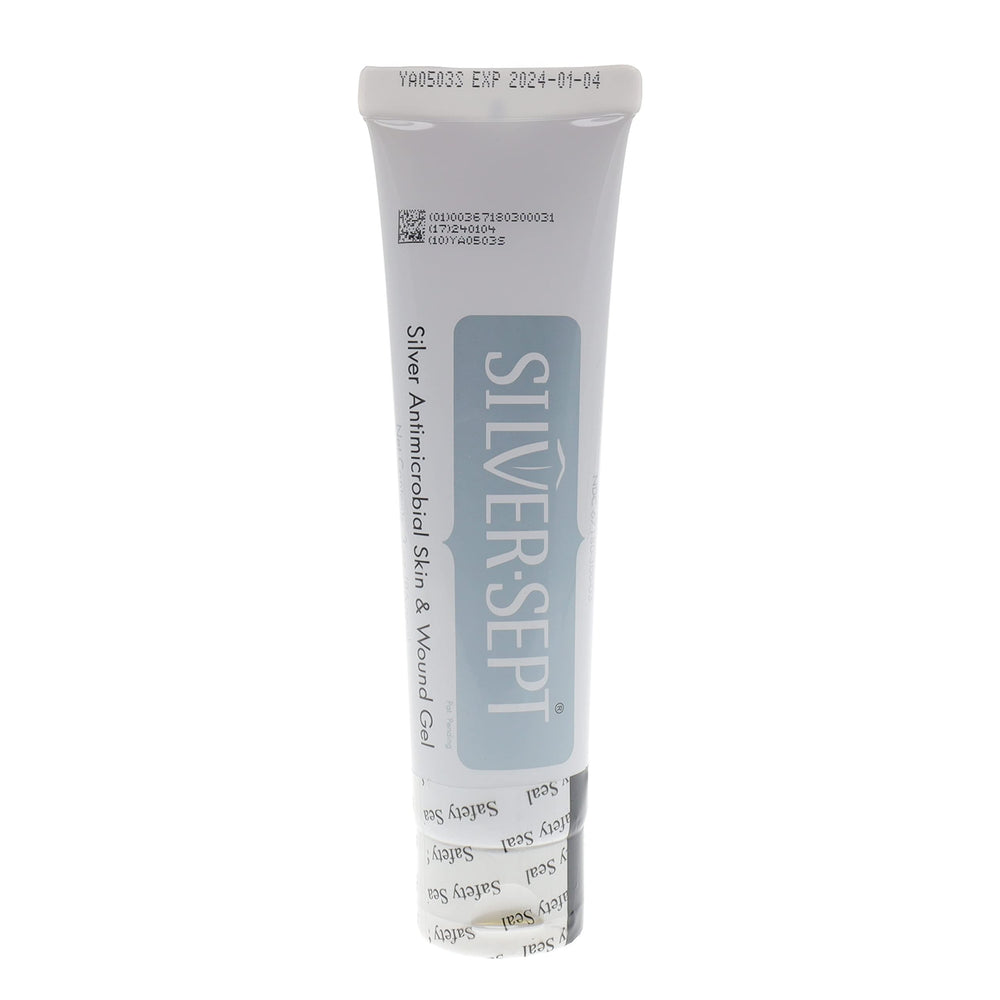 Silver-Sept Silver Skin Gel tube front view for clean wound care and moisture balance
