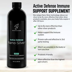 SilverCeuticals nano colloidal silver bottle pour captured mid-pour for easy dosing.