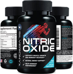 SilverOnyx Extra Strength Nitric Oxide Bottle with bold label for intense workouts