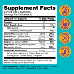 SILVERPEAKS height growth gummies close-up highlighting tasty, chewable nutrition