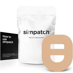 SIMPATCH Omnipod patch with strap in tan color for secure wear.
