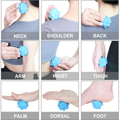 SimpleCool massage ball blue hand and arm self-massage for knots relief.
