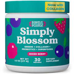 Simply Blossom Greens bottle ready for daily wellness and digestion support